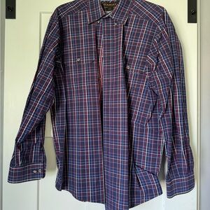 Ariat Blue and Red Casual Button Down Shirt